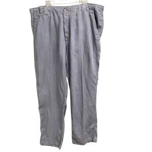 Blanc Bleu Mens Linen Trousers FR 52 US 42 Dusty Blue Lightweight Summer Preppy